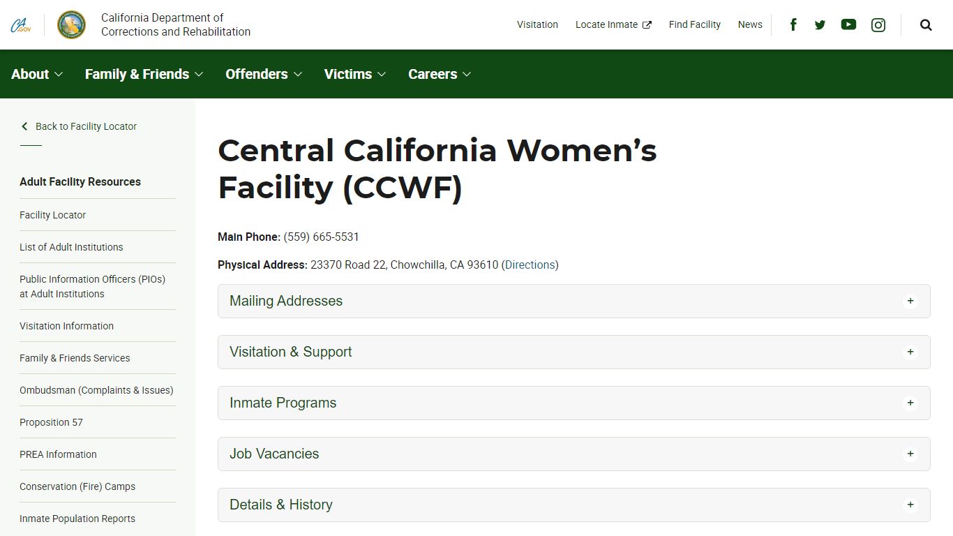 Central California Women's Facility (CCWF) - California ...